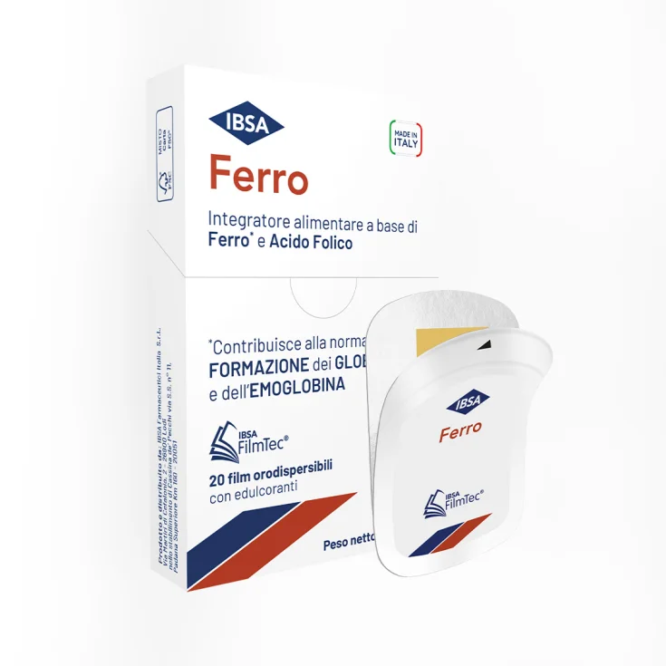 Ferro Ibsa 20 film Orodispersibili Integratore alimentare a base di Ferro e di Acido Folico
