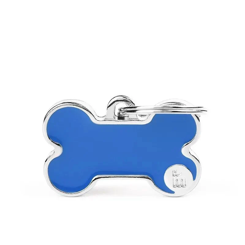 Medaglietta Per Cani E Gatti Personalizzata Osso Piccolo Blu