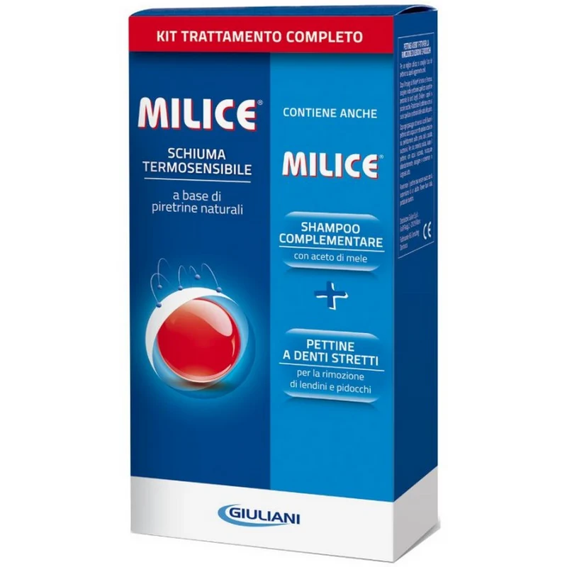Milice Kit Trattamento Completo Pidocchi, Schiuma + Shampoo + Pettine A Denti Stretti