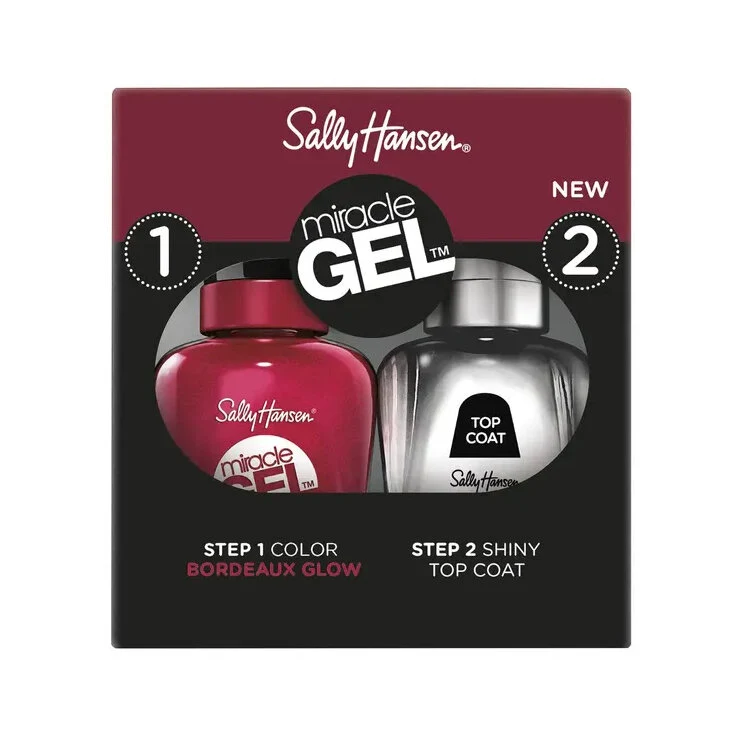 Sally Hansen Miracle Gel Duo Pack Top Coat + Smalto Colore 940 Bordeaux Glow