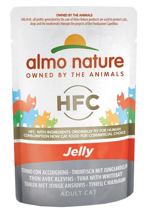Almo Nature HCF Classic Jelly Tonno Con Acciughine Cibo Umido Per Gatti Adulti Busta 55g
