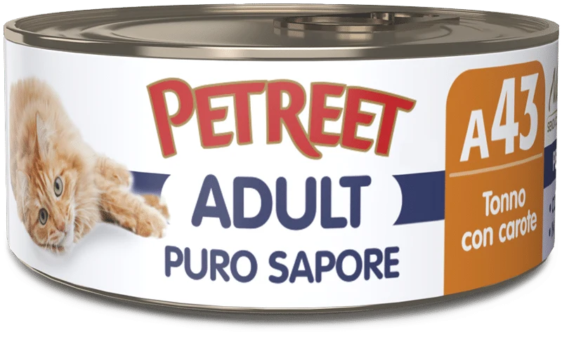 Petreet Puro Sapore Tonno Con Carote Cibo Umido Per Gatti Adulti Lattina 70g