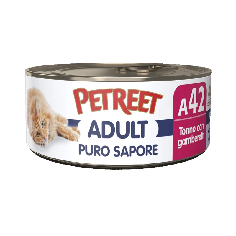 Petreet Adult Puro Sapore Tonno Con Gamberetti Per Gatti Lattina 70g