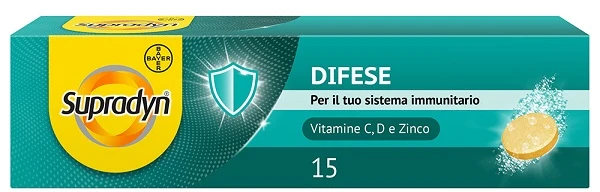 Supradyn Difese Integratore Multivitaminico con Vitamina D3, C, Zinco 15 Compresse Effervescenti