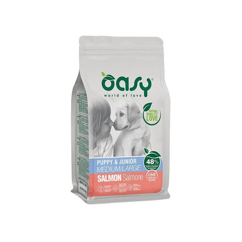 Oasy One Animal Protein Puppy & Junior Medium & Large Con Salmone Per Cani Cuccioli 2.5kg