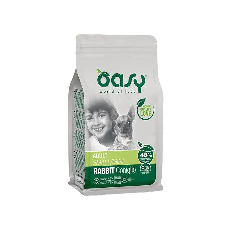 Oasy One Animal Protein Adult Small & Mini Con Coniglio Per Cani Adulti 2.5kg