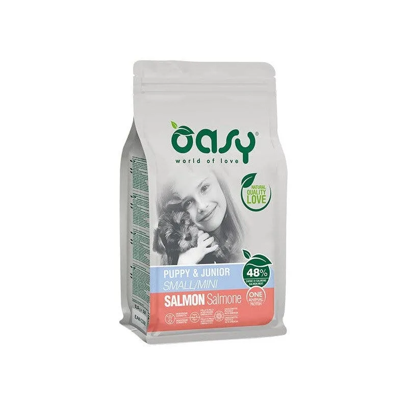 Oasy One Animal Protein Puppy & Junior Small & Mini Con Salmone Per Cani Cuccioli 800g