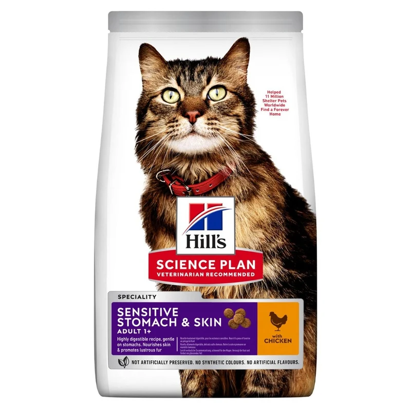 Hill's Science Plan Adult Sensitive Stomach E Skin Crocchette Pollo Per Gatti Sacco 300g