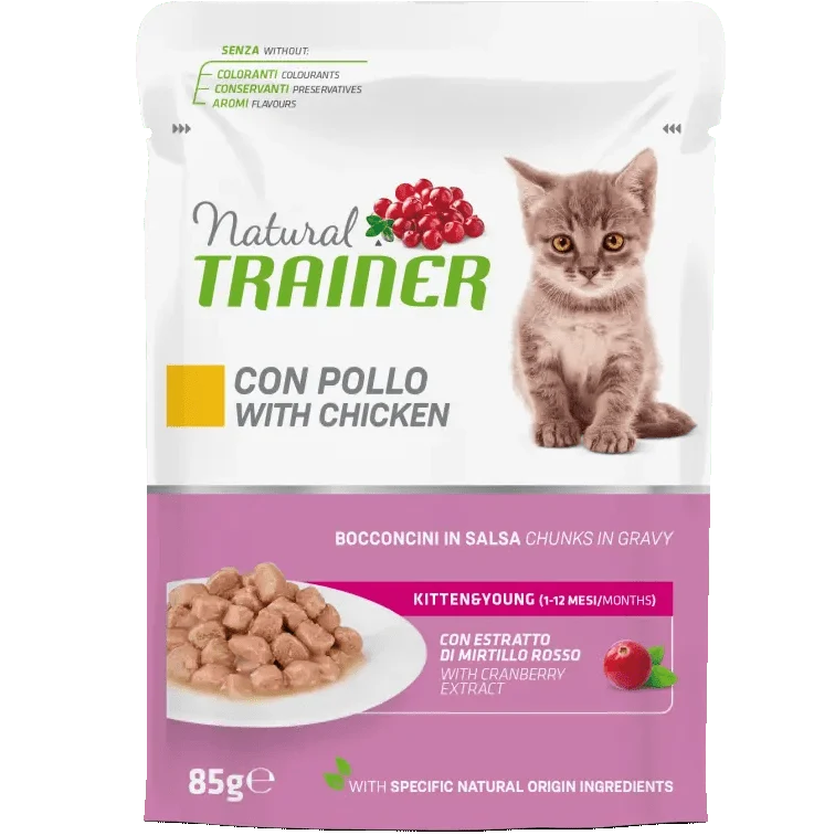 Natural Trainer Kitten&Young Bocconcini Di Pollo In Salsa Per Gattini 85g
