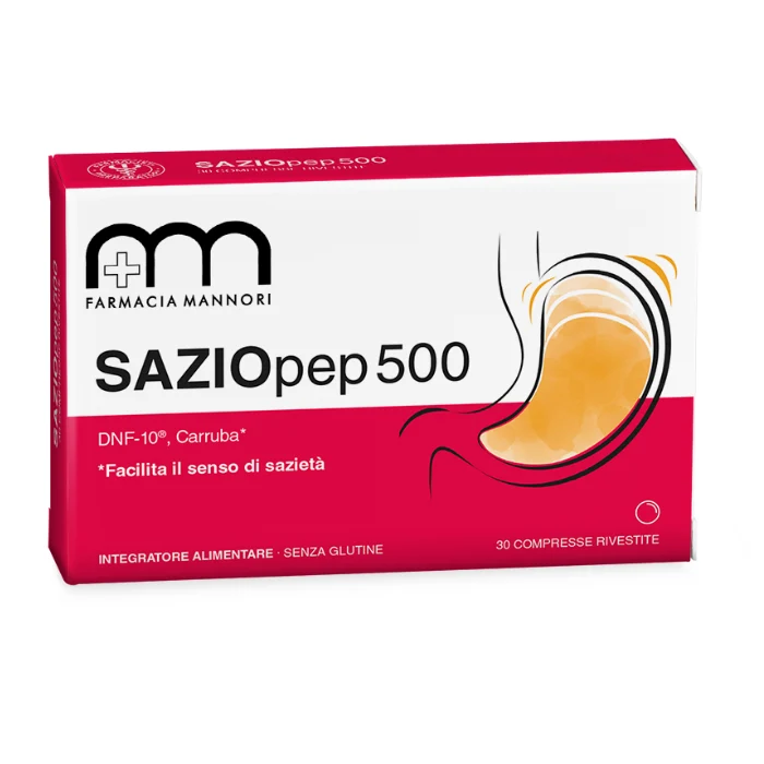 Saziopep 500, Integratore ad azione saziante, riduce lo stimolo della fame, Farmacisti Preparatori 30 Compresse