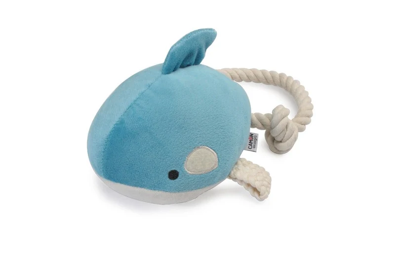 Camon Gioco Per Cani Peluche Balena Con Squeaker E Corda
