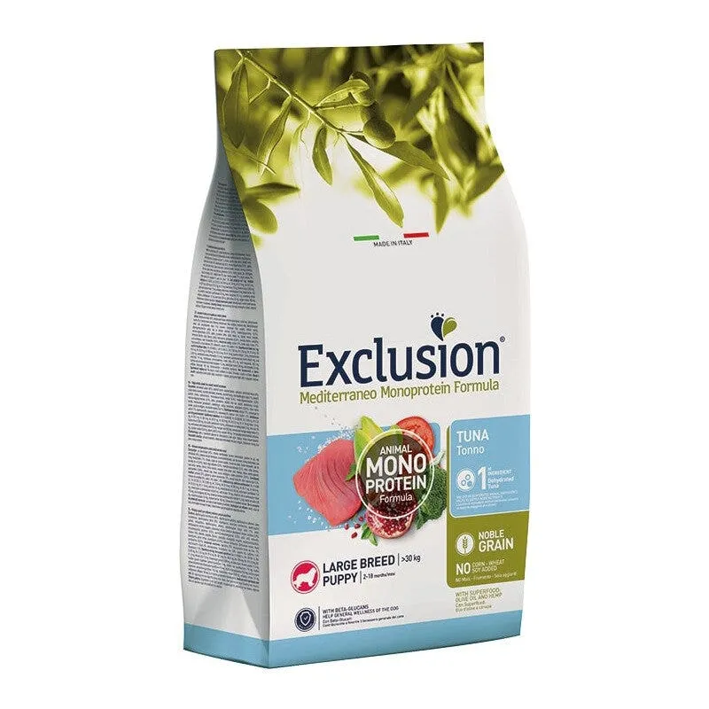 Exclusion Mediterraneo Noble Grain Puppy Tuna Large Breed Crocchette Per Cani Cuccioli Taglia Grande Sacco 12kg