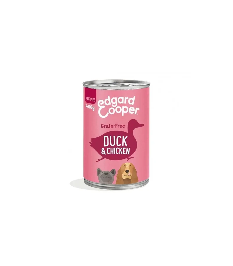 Edgard & Cooper Puppy Anatra E Pollo Senza Cereali Cibo Umido per Cani 400g