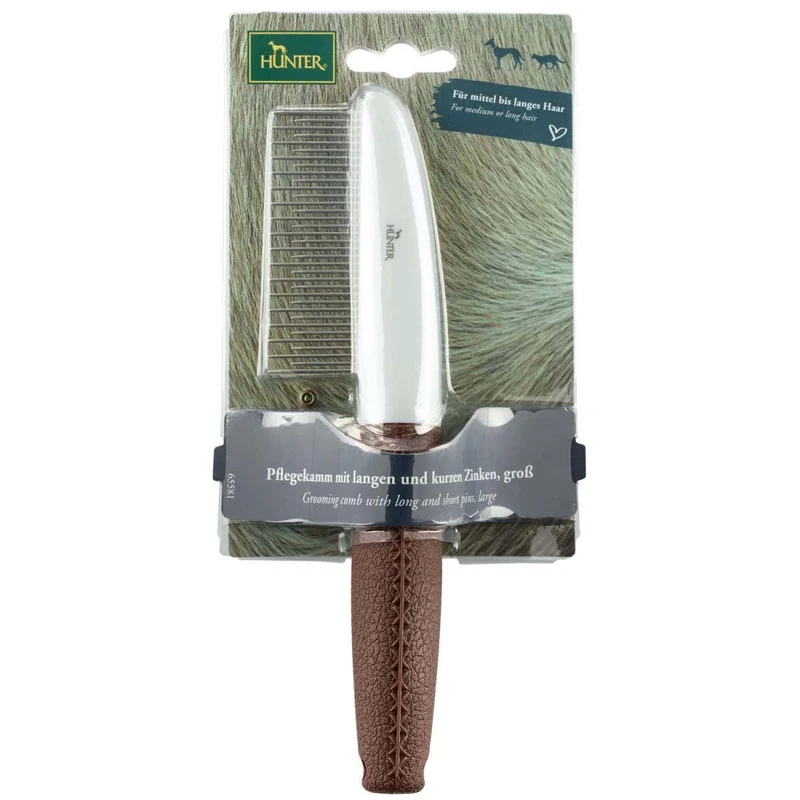 Hunter Pettine Toelettatura Con Denti Lunghi/Corti Grooming Comb Long/Short Teeth 1 Pezzo