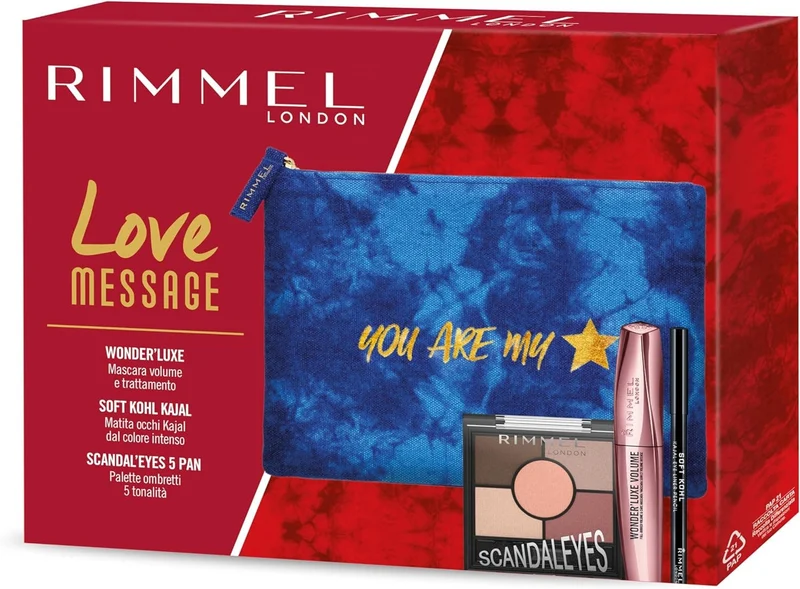 Rimmel Cofanetto Love Message Wonder'Luxe Mascara + Matita Kajal Occhi + Palette Ombretti