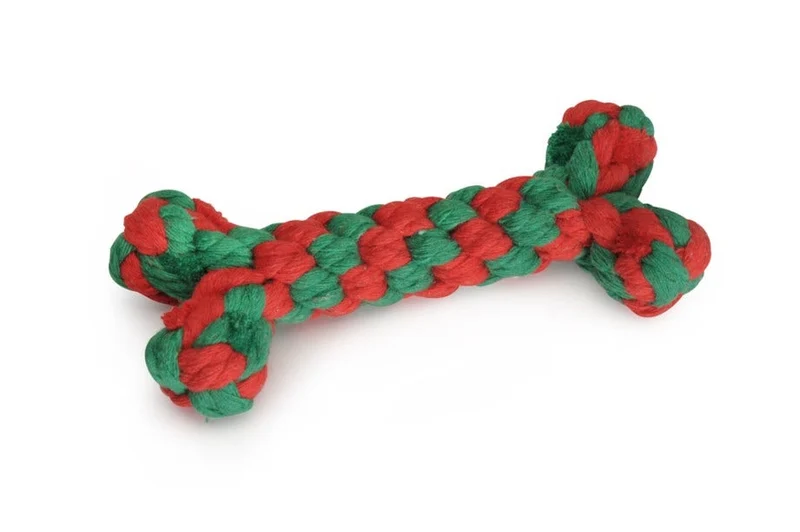 Camon Gioco Osso Natalizio in Corda Di Cotone Intrecciata Per Cani 15cm