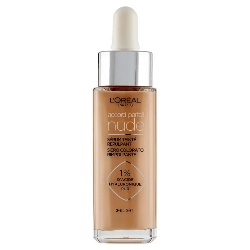 L'Oréal Paris Siero Colorato Accord Parfait Nude, per pelle rimpolpata e levigata, 2-3 Light