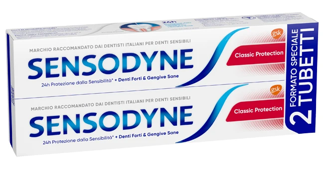 Sensodyne Classic Protection Dentifricio Quotidiano Denti Sensibili, 2 x 75ml