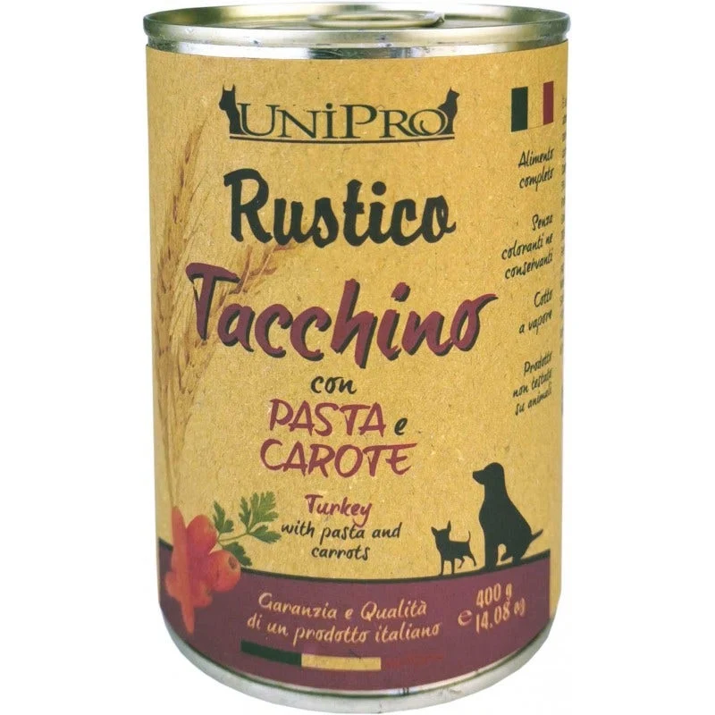Unipro Rustico Tacchino Pasta Integrale Carote Cibo Cane Adulto Barattolo 400g