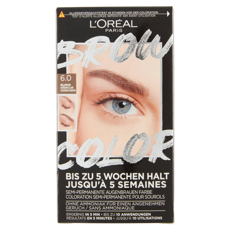 L'Oréal Paris Brow Color Kit Tinta sopracciglia semipermanente 6.0 Castano Chiaro