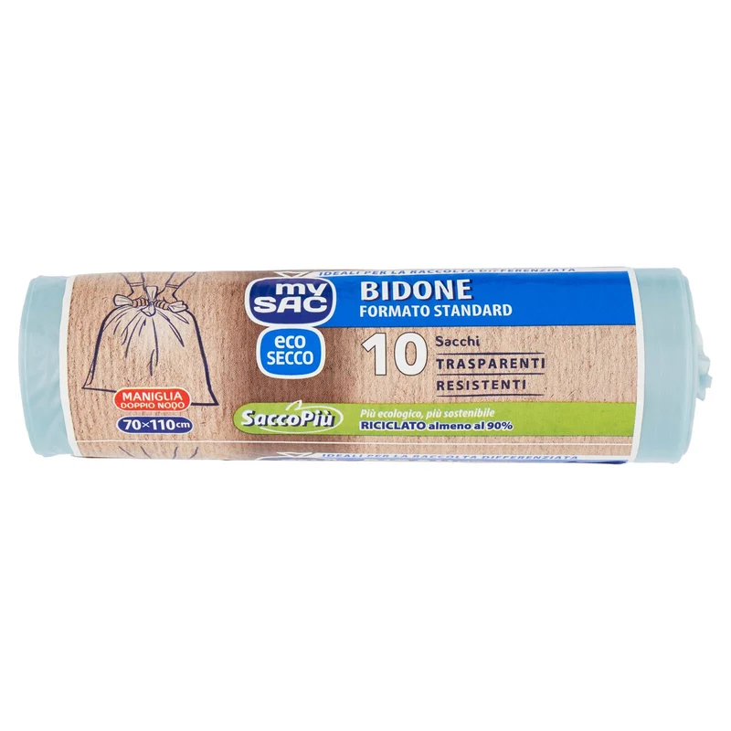 my Sac eco Secco Bidone Formato Standard 70x110cm Sacchi 10 pz