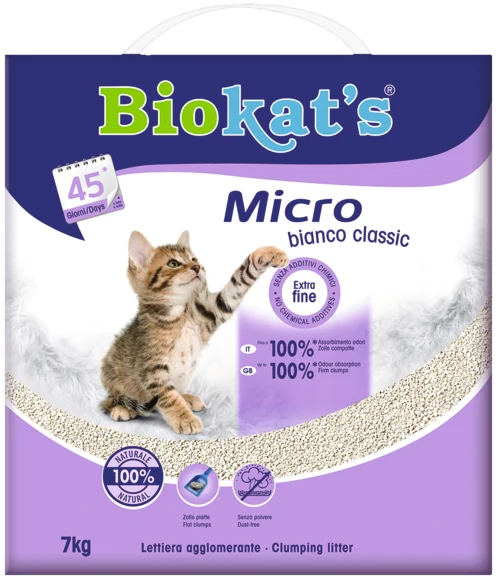 Biokat's Micro Bianco Classic Lettiera In Argilla Naturale Per Gatti 7kg