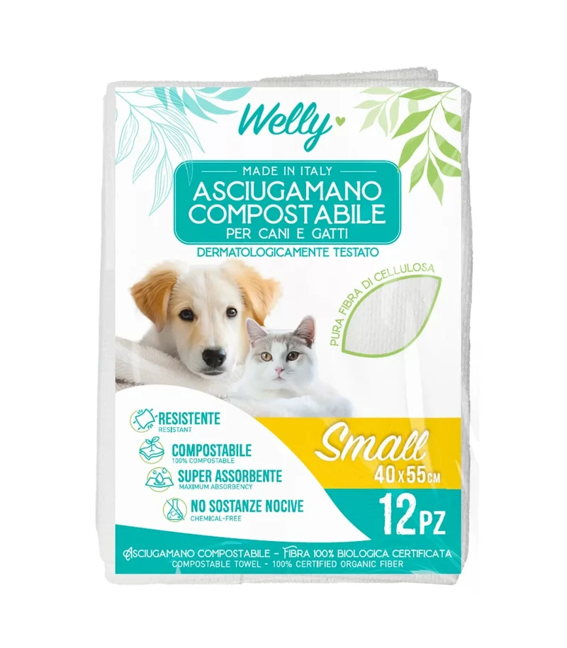 Welly Asciugamano Compostabile Small 40x55 Cm 12 Pezzi