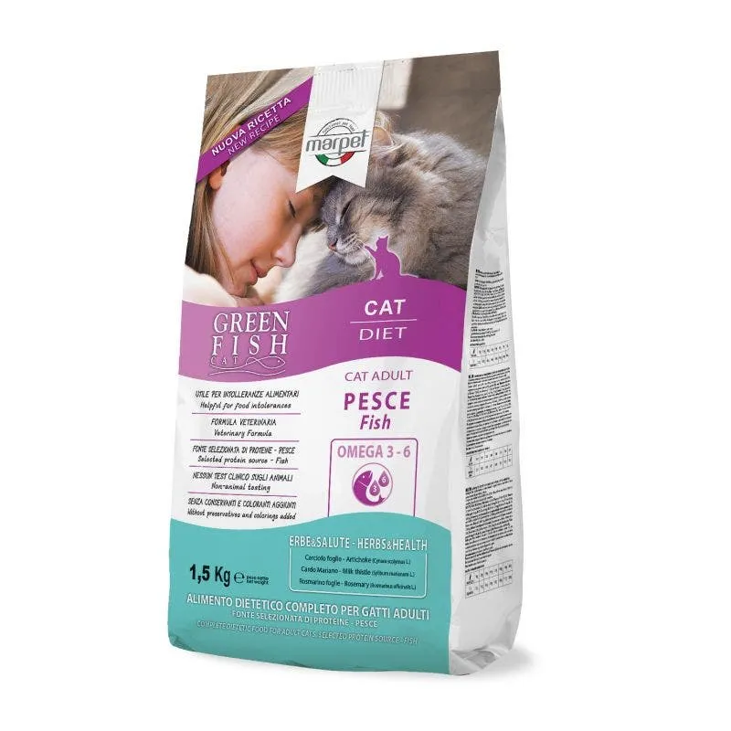 Marpet Greenfish Pesce Cibo Secco Per Gatti Adulti Sacco 1,5Kg
