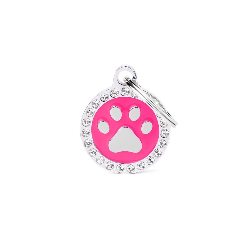 Medaglietta Per Cani E Gatti Personalizzata Zampa Rosa