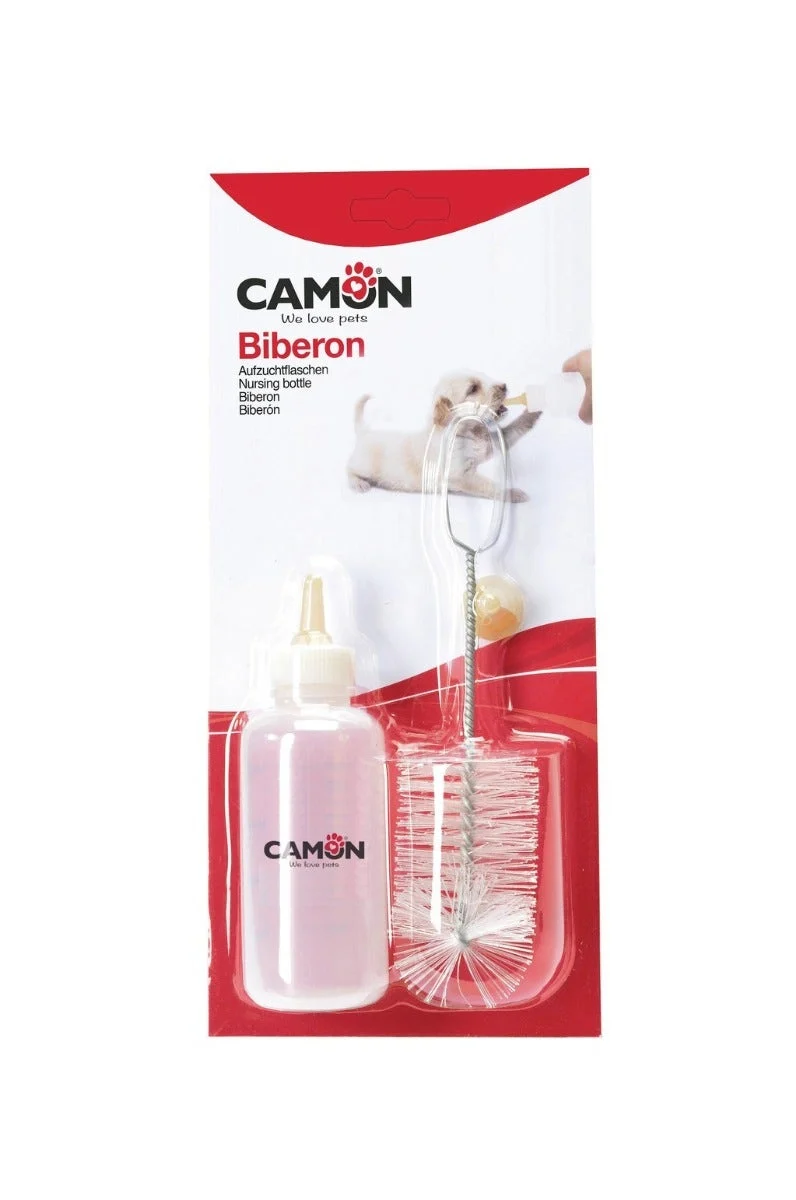 Camon Set Biberon Con Spazzolino E Tettarella Di Ricambio Per Cani/Gatti