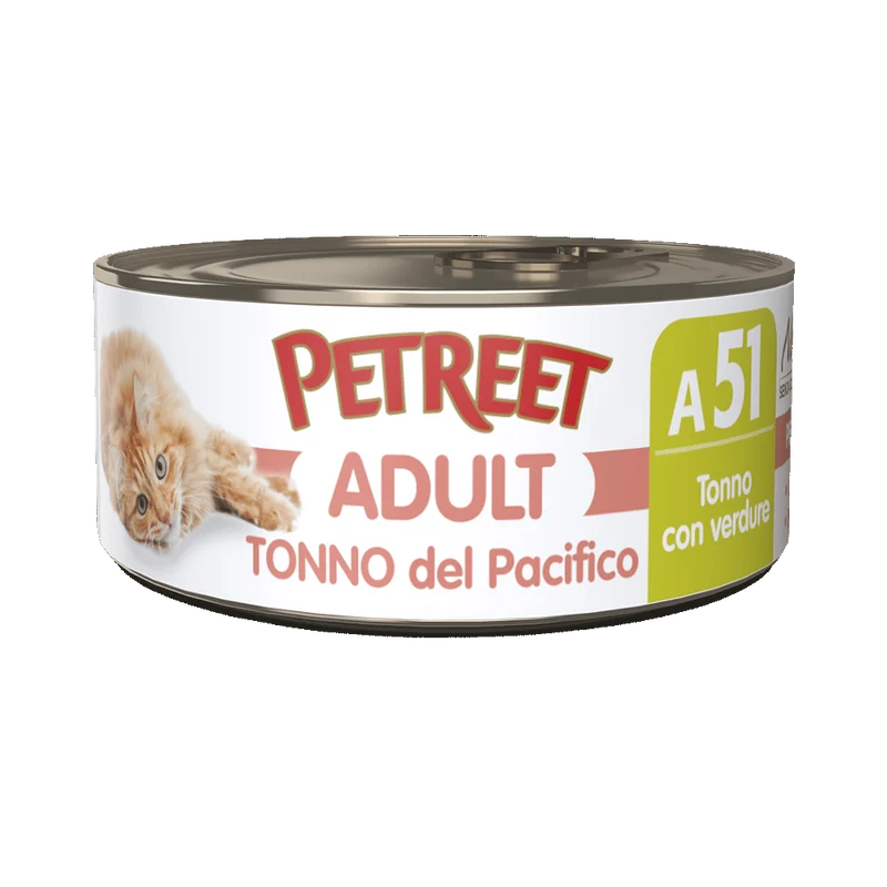 Petreet Adult Tonno Del Pacifico Con Verdure Per Gatti Lattina 70g