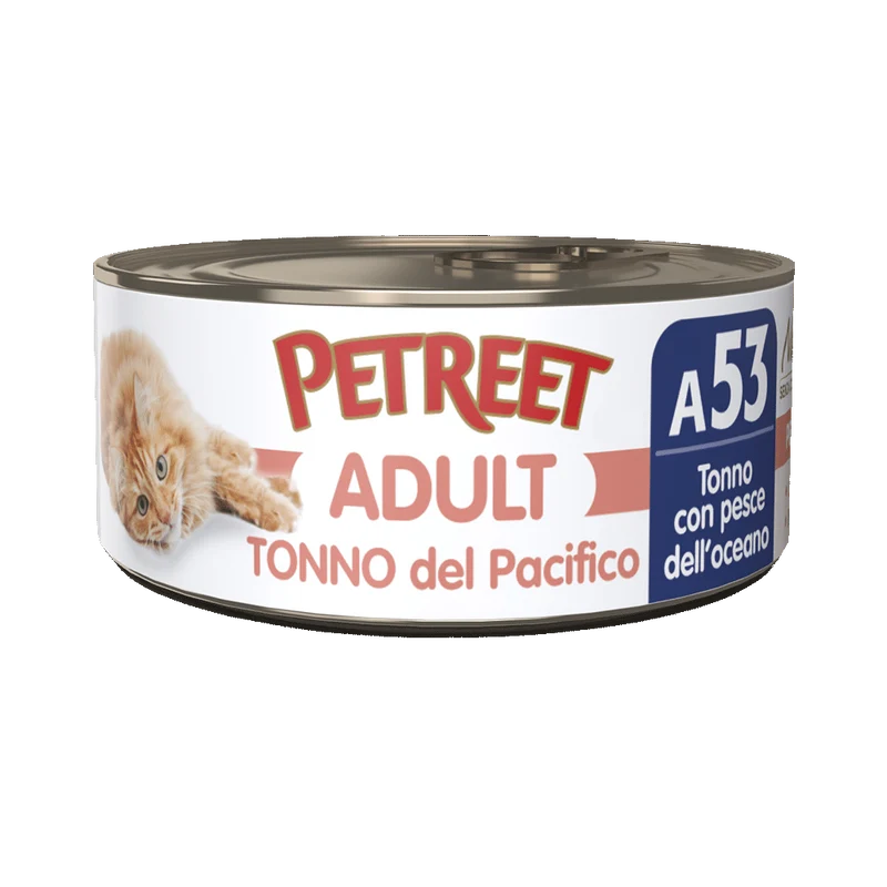 Petreet Adult Tonno Del Pacifico Con Pesce Dell'Oceano Per Gatti Lattina 70g