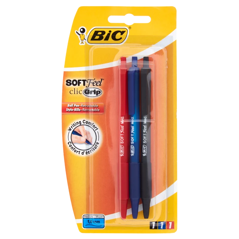 Bic SoftFeel clic grip medium 1,0 mm 1 nera 1 blu 1 rossa