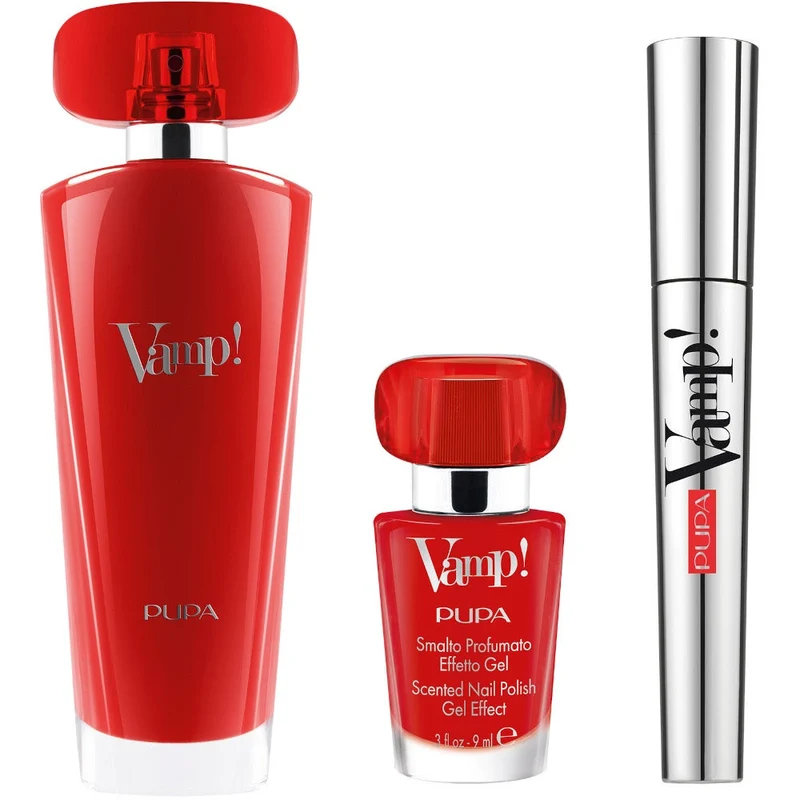 Pupa Kit Vamp Red Eau De Parfum 50 ml+Mascara 9ml+Smalto Profumato Effetto Gel 9ml