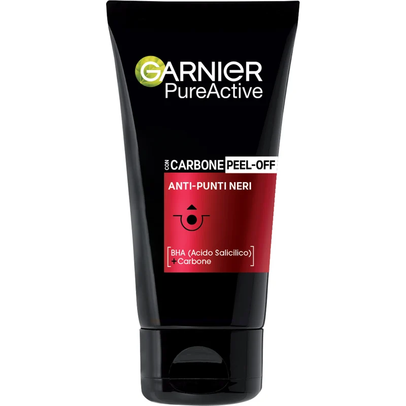 Garnier Maschera Peel-Off Pure Active Charcoal, Anti imperfezioni e punti neri, 50 ml