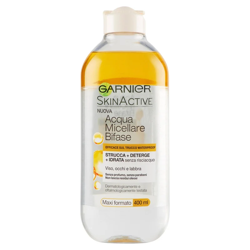 Garnier Acqua Micellare Bifase, Strucca, Deterge e Idrata Senza Risciacquo, 400 ml