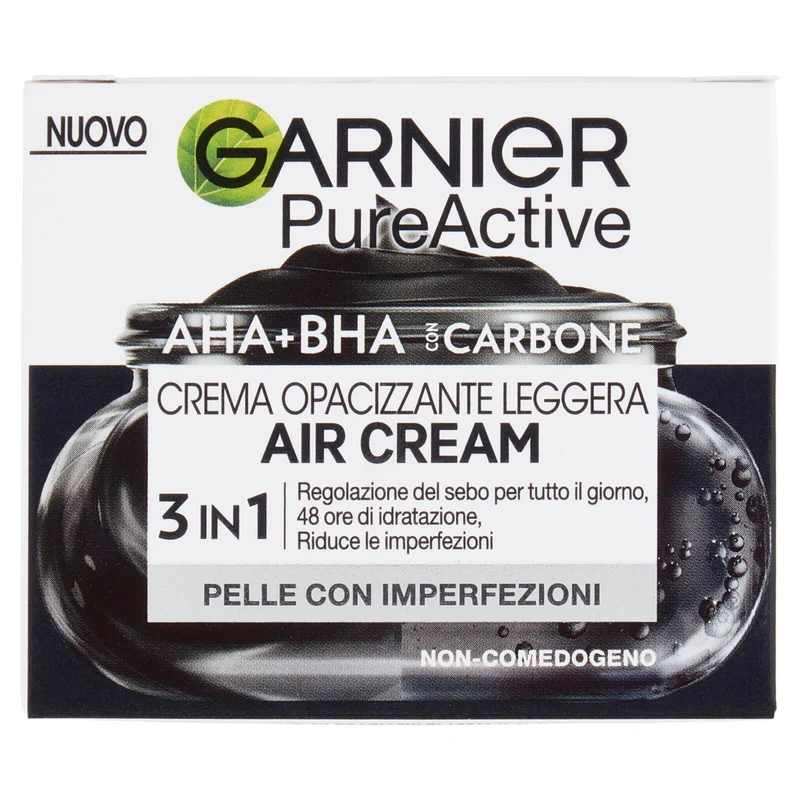 Air Cream AHA+BHA con Carbone - Crema Opacizzante Leggera