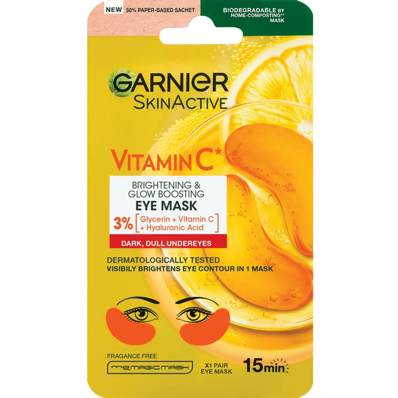 Maschera in Tessuto Occhi Illuminante Vitamina C che riduce l'aspetto delle occhiaie