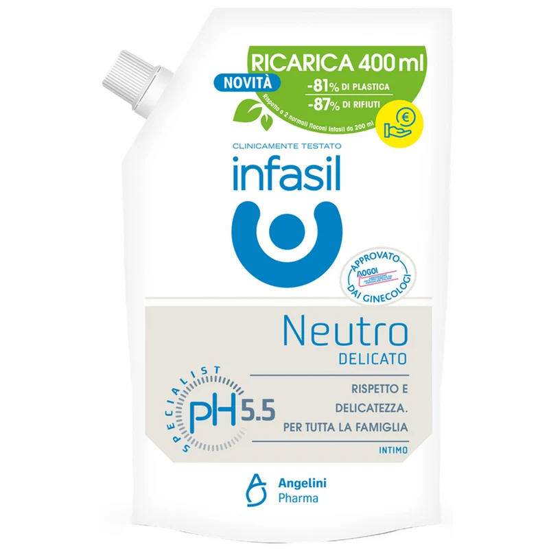 Infasil - Intimo Neutro Delicato Ph 5.5 - Ricarica Busta 400 Ml