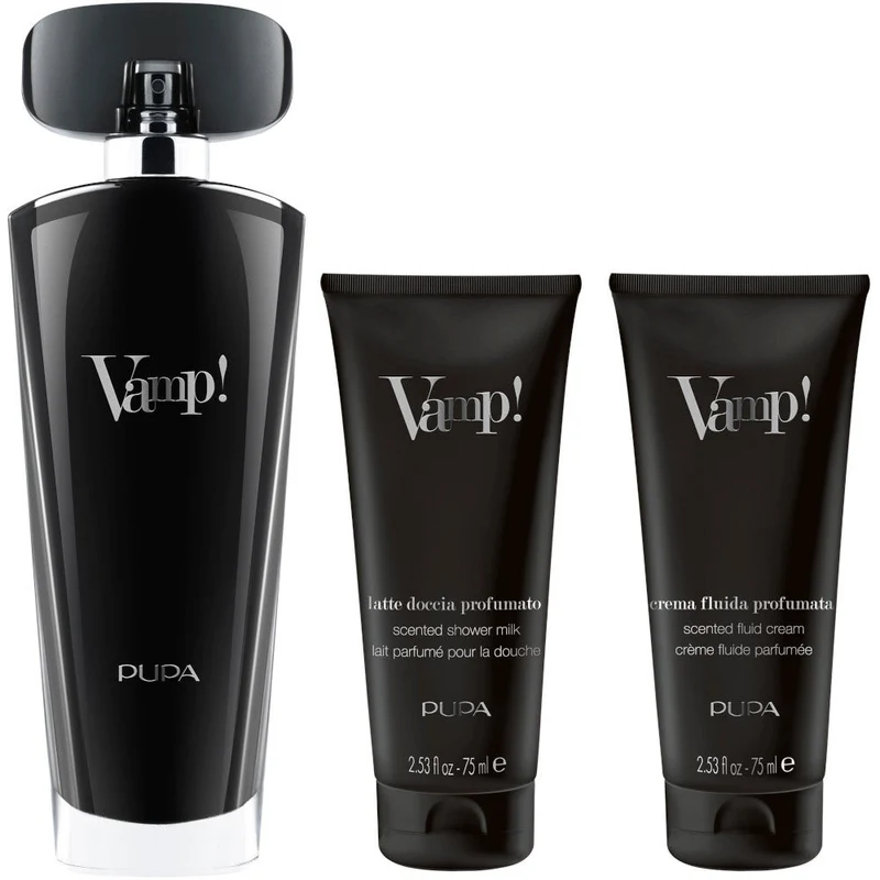 Pupa Kit Vamp! Black Eau De Parfum 100ml + Latte Doccia Profumato 75ml + Latte Corpo Profumato 75ml