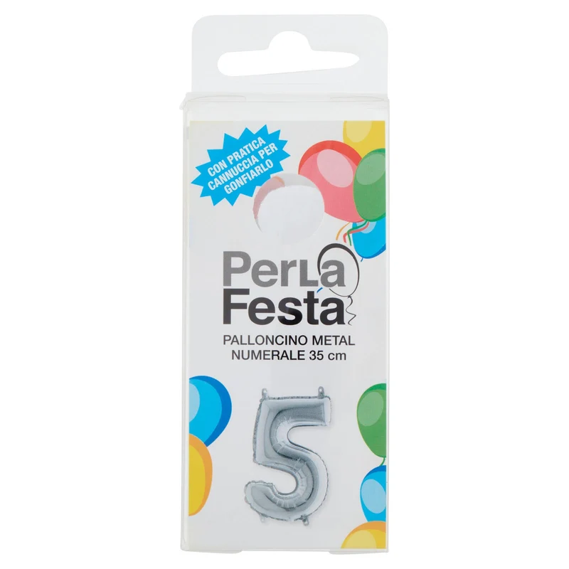 PerLa Festa Palloncino Metal Numerale 35 cm Palloncino mylar n.5 1 pz