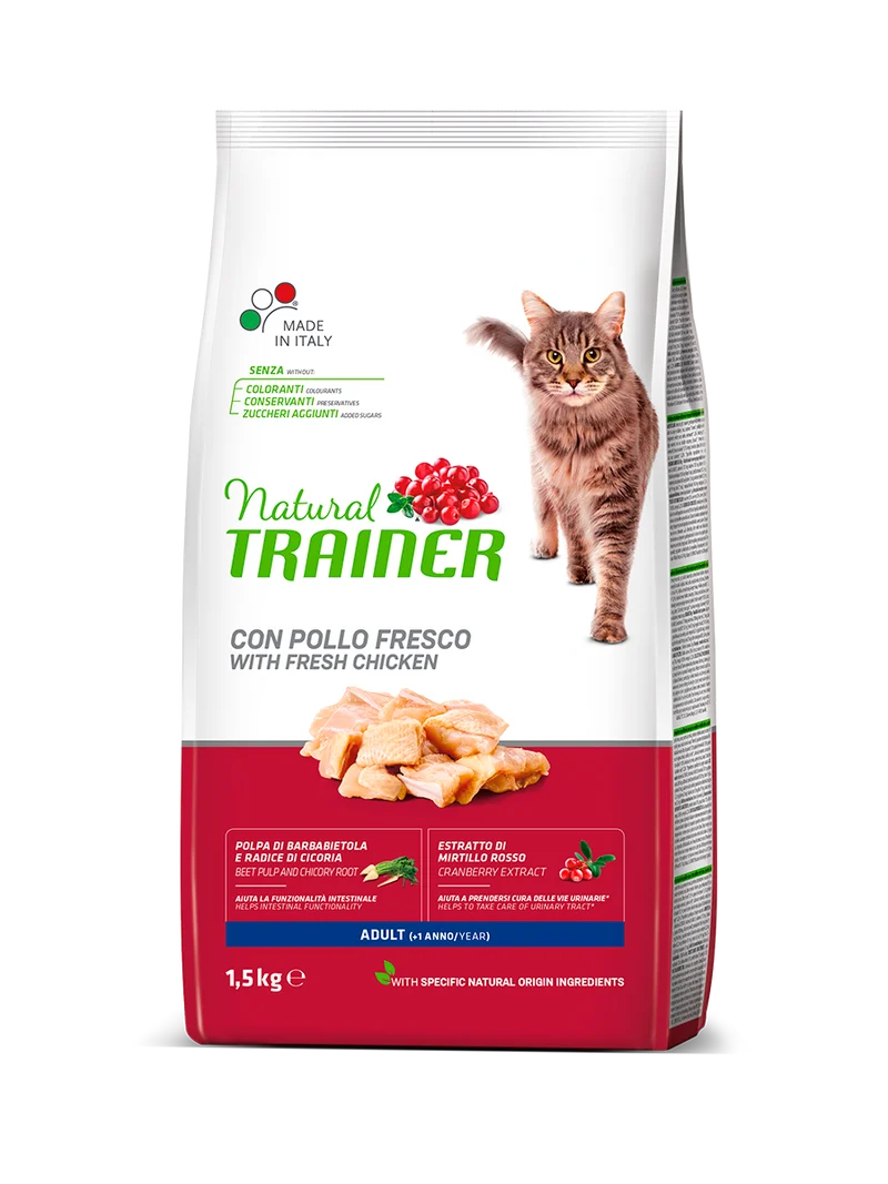 Natural Trainer Crocchette Pollo Fresco Per Gatti Adulti Sacco 1,5kg