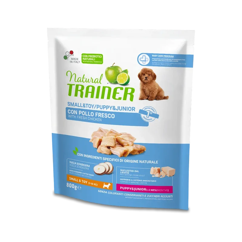 Natural Trainer Crocchette Pollo Cibo Secco Per Cuccioli Taglia Small Sacco 0,8kg