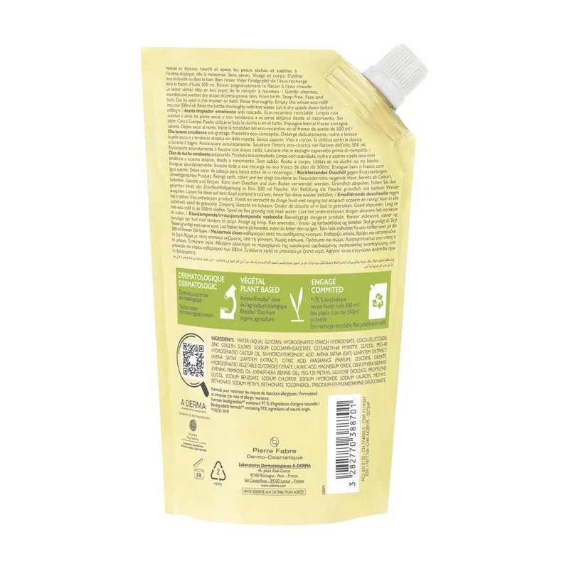 A-Derma Exomega Control Olio Lavante Emolliente Ricarica 500ml