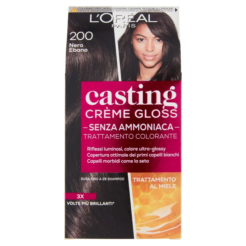 L'Oréal Paris Tinta Capelli Casting Creme Gloss, Senza Ammoniaca, 200 Nero Ebano