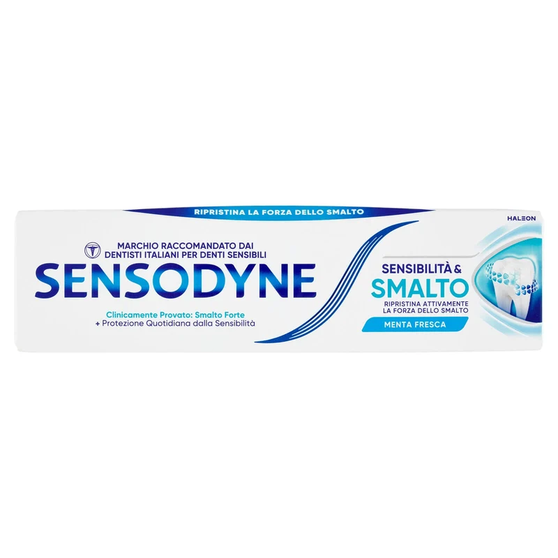 Sensodyne Sensibilità & Smalto, Dentifricio Denti Sensibili, Smalto forte,Gusto menta fresca, 75ml
