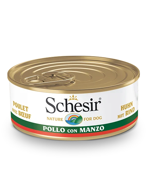 Schesir Pollo Con Manzo Cibo Umido Cani Adulti Lattina 150 g