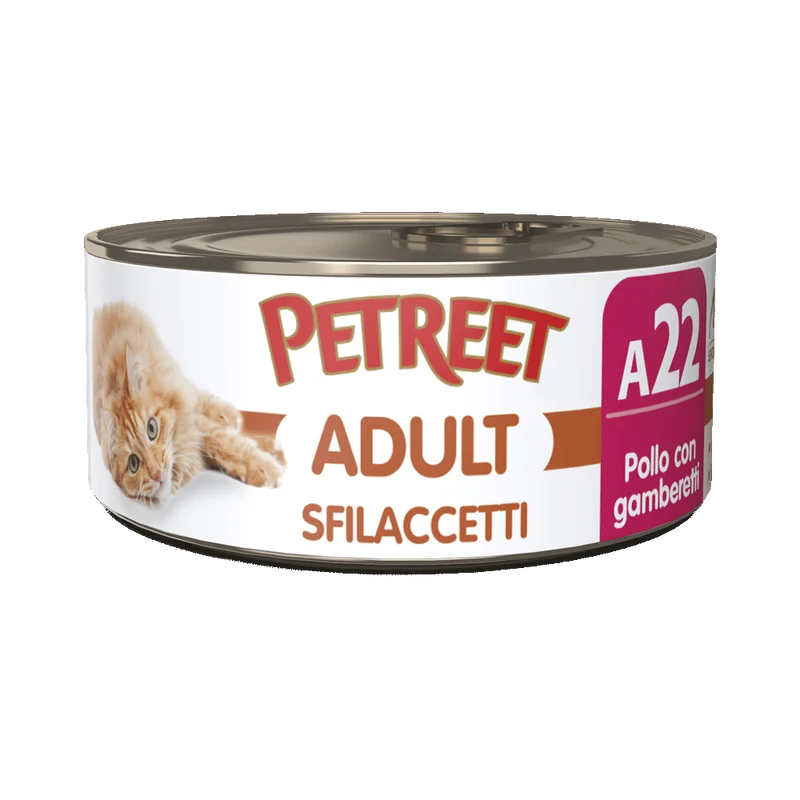 Petreet Adult Sfilaccetti Di Pollo Con Gamberetti Per Gatti Lattina 70g