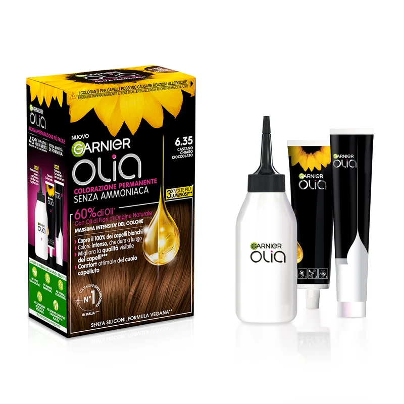 Garnier Tinta Capelli Olia, Colorazione Senza Ammoniaca Castano Chiaro Cioccolato (6.35)