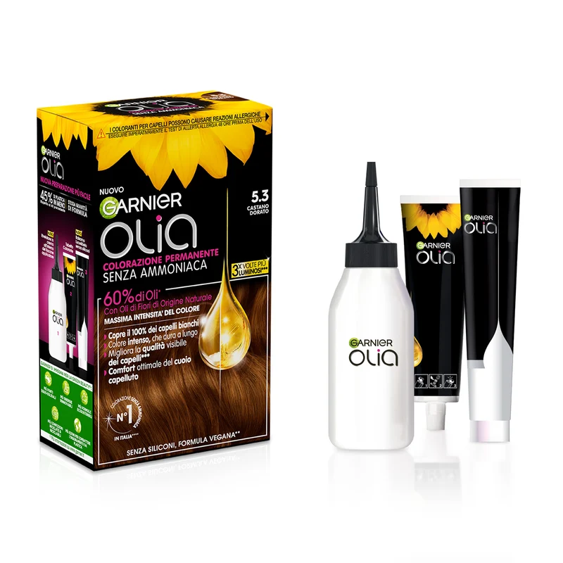 Garnier Tinta Capelli Olia, Colorazione permanente senza ammoniaca Castano Dorato (5.3)